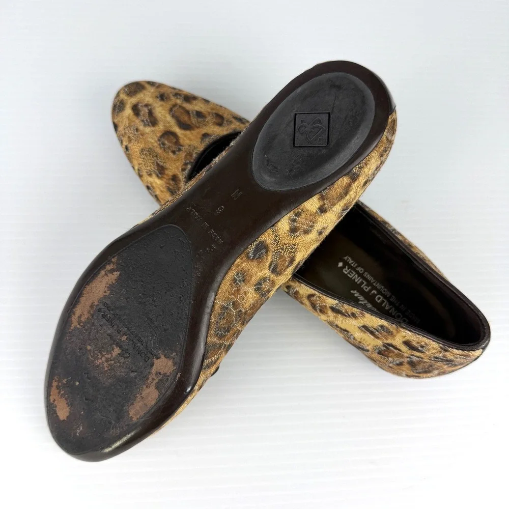 Donald‎ J Pliner Couture Henna Leopard Mary Jane Flats Jacquard Italy Size 8M